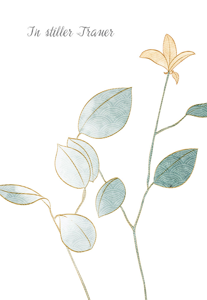 Trauer - Illustration, blaue Blumen Kopie