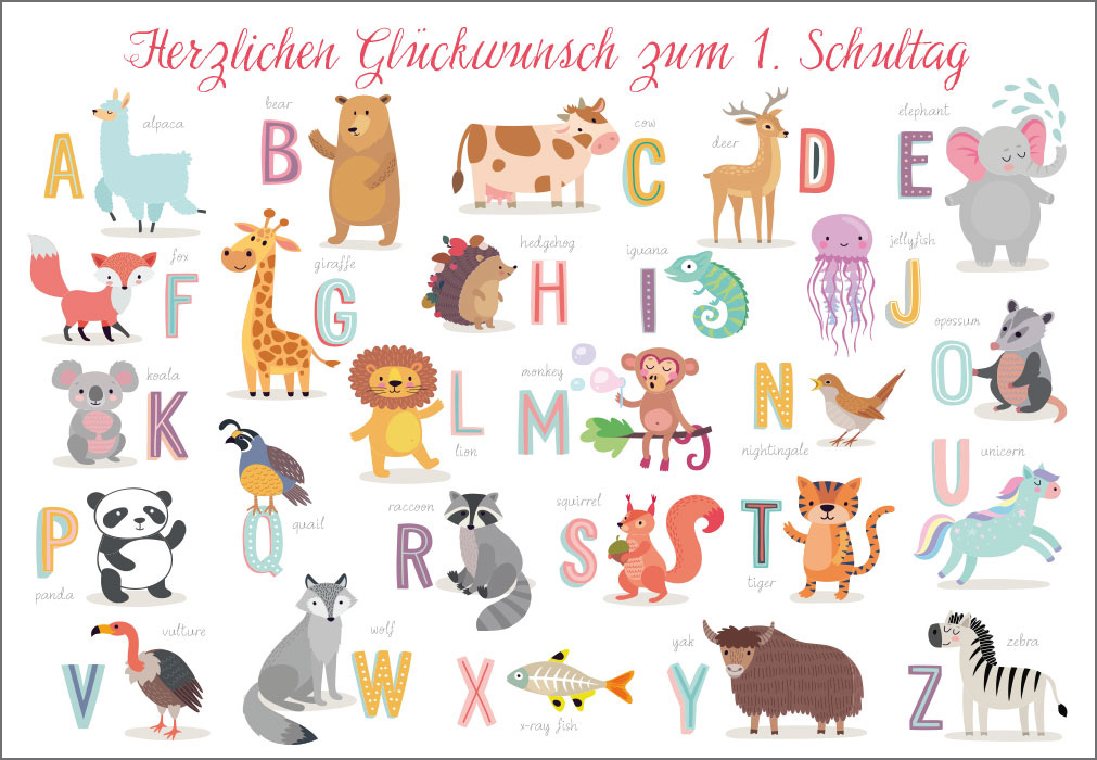Schulanfang - Buchstaben des Alphabets mit Tieren  Schulanfang - Buchstaben des Alphabets mit Tieren