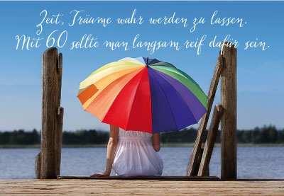 Zahlengeburtstag - bunter Sonnenschirm am Steg Zahlengeburtstag - bunter Sonnenschirm am Steg