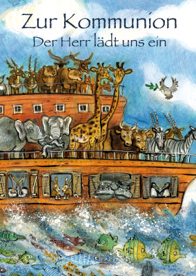 Kommunion - Doppelkarte Arche voll mit Tieren