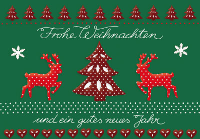 Weihnachten - Doppelkarte Rentiere mit Baum Weihnachten - Doppelkarte Rentiere mit Baum