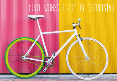 Zahlengeburtstag - wei?es Fahrrad vor bunter Wand Zahlengeburtstag - wei?es Fahrrad vor bunter Wand