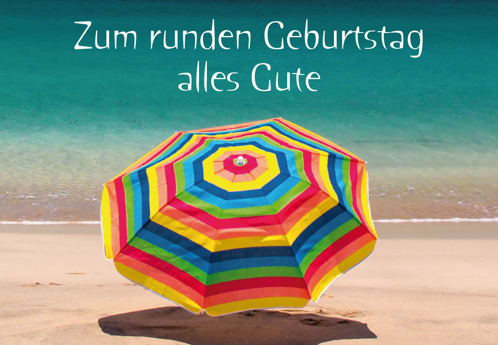 Geburtstag - Sonnenschirm am Strand Geburtstag - Sonnenschirm am Strand