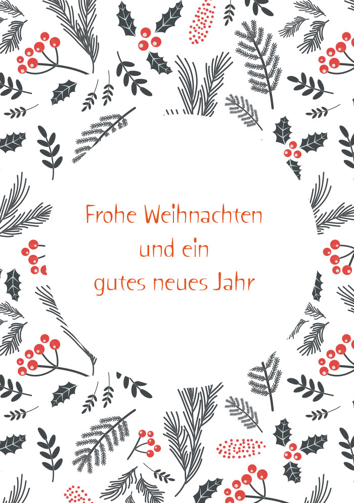 Weihnachten - Kleine Kartengrüße Beeren, Zweige, illustriert Weihnachten - Kleine Kartengrüße Beeren, Zweige, illustriert