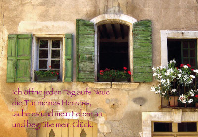 Von Mensch zu Mensch - Doppelkarte grüne Fensterläden Von Mensch zu Mensch - Doppelkarte grüne Fensterläden