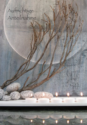 Trauer - Kerzen, Äste, grau Trauer - Kerzen, Äste, grau