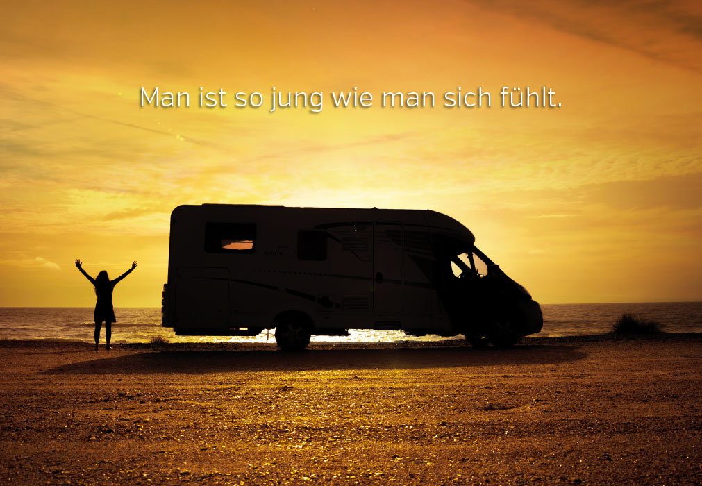 Gute Laune - Wohnmobil, Meer, Sonnenuntergang Gute Laune - Wohnmobil, Meer, Sonnenuntergang