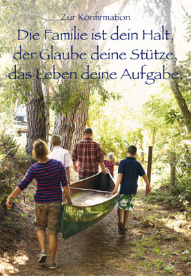 Konfirmation - Doppelkarte Jugendliche mit Boot im Wald Konfirmation - Doppelkarte Jugendliche mit Boot im Wald