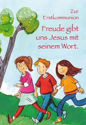 Kommunion - Doppelkarte Kinder beim Laufen