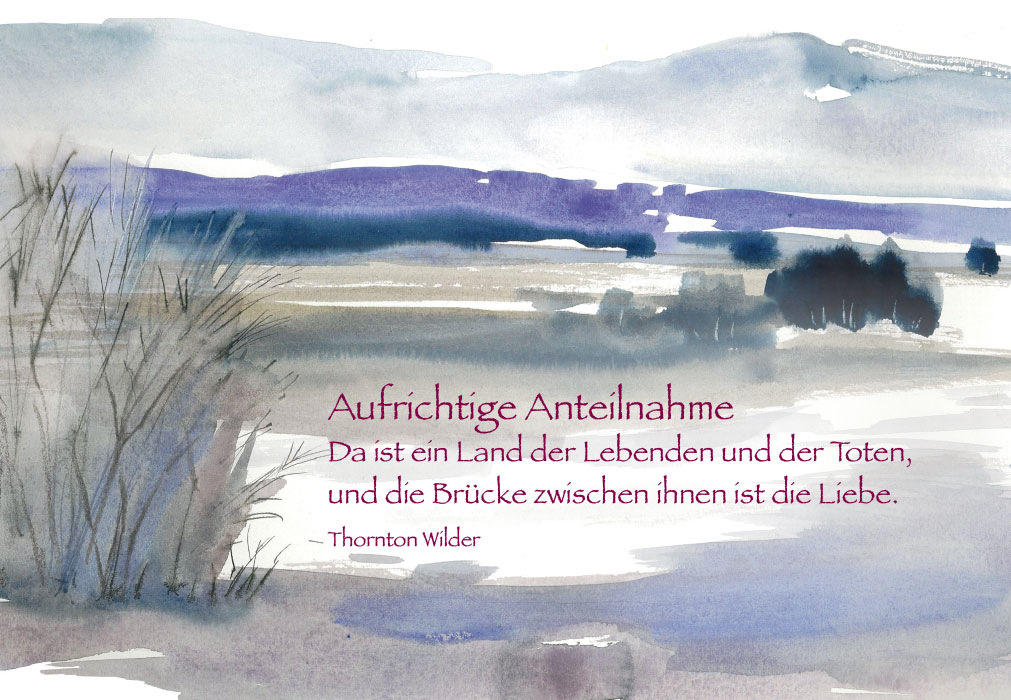 Trauer Doppelkarte -Aquarell, Landschaft Trauer Doppelkarte -Aquarell, Landschaft