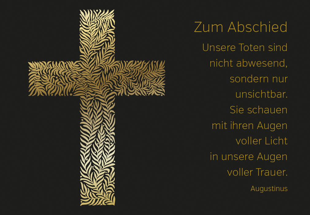 Trauer - Kreuz aus goldenen Ranken Trauer - Kreuz aus goldenen Ranken