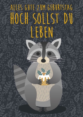 Postkarte - Waschbär, illustriert Postkarte - Waschbär, illustriert
