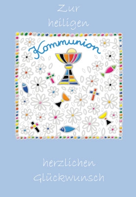 Kommunion - Kelch, Kreuz, Fisch, illustriert