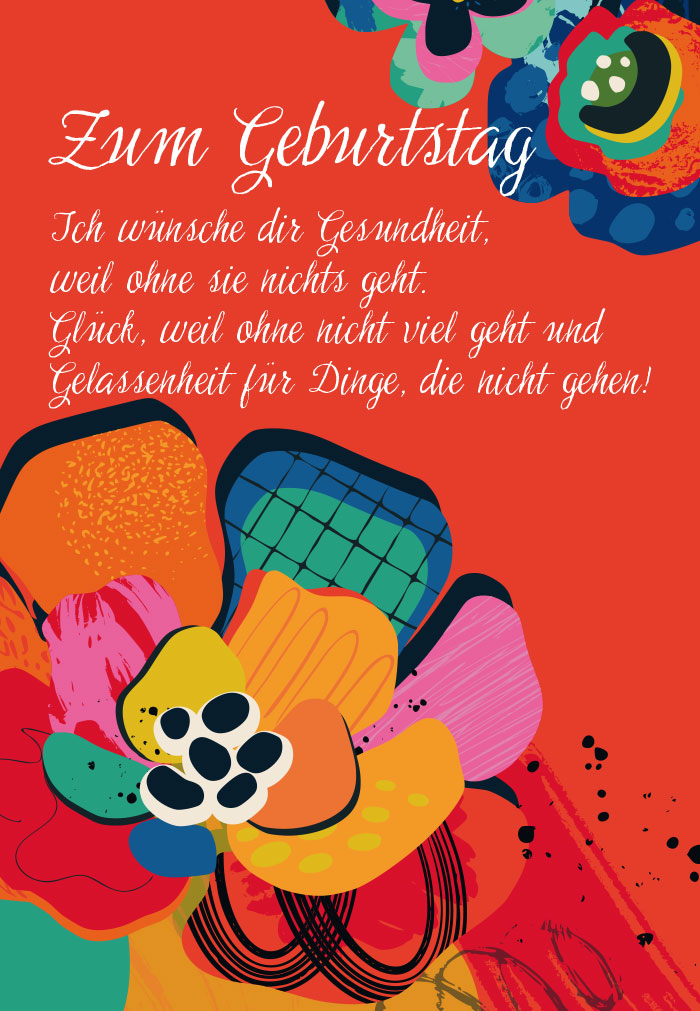Geburtstag - illustrierte, bunte Fantasieblume Geburtstag - illustrierte, bunte Fantasieblume