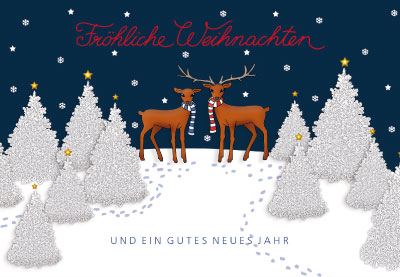 Weihnachten - Doppelkarte - Reh, Hirsch Weihnachten - Doppelkarte - Reh, Hirsch