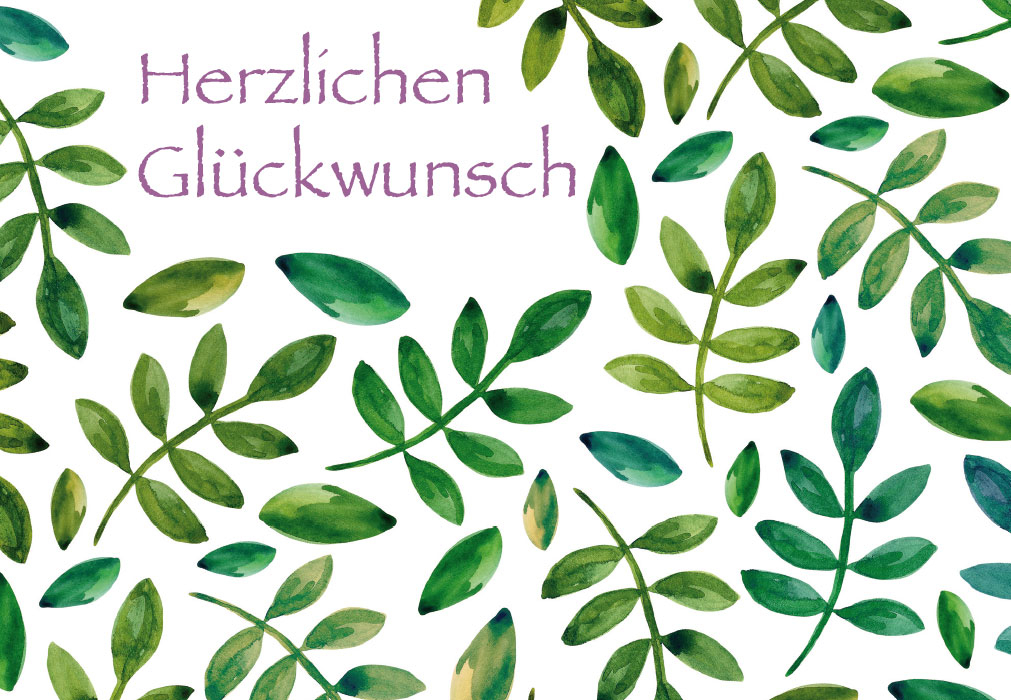 Geburtstag - Handlettering, grüne Blätterzweige Geburtstag - Handlettering, grüne Blätterzweige