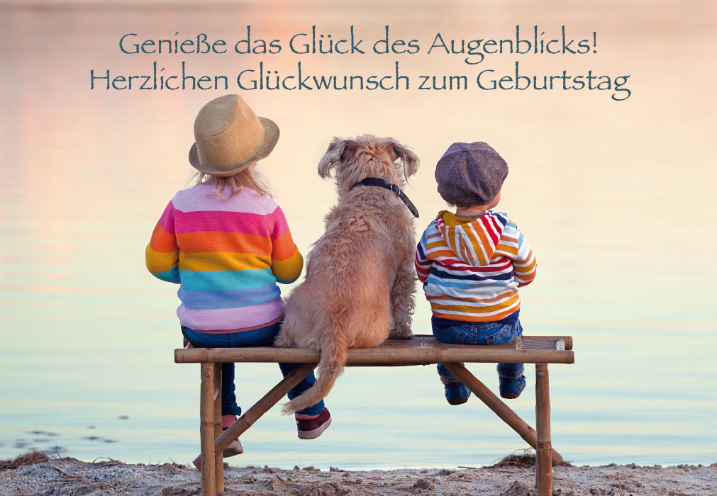Geburtstag - Bank am See, Kinder, Hund Geburtstag - Bank am See, Kinder, Hund