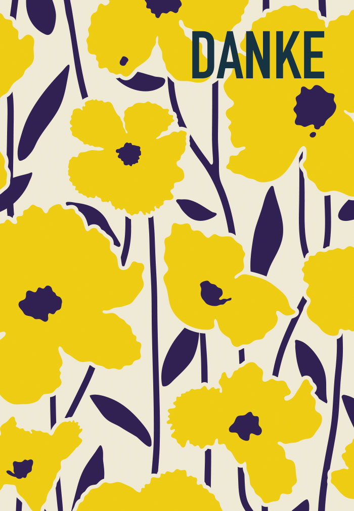 Danke - gelbe, gemalte Blumen Danke - gelbe, gemalte Blumen