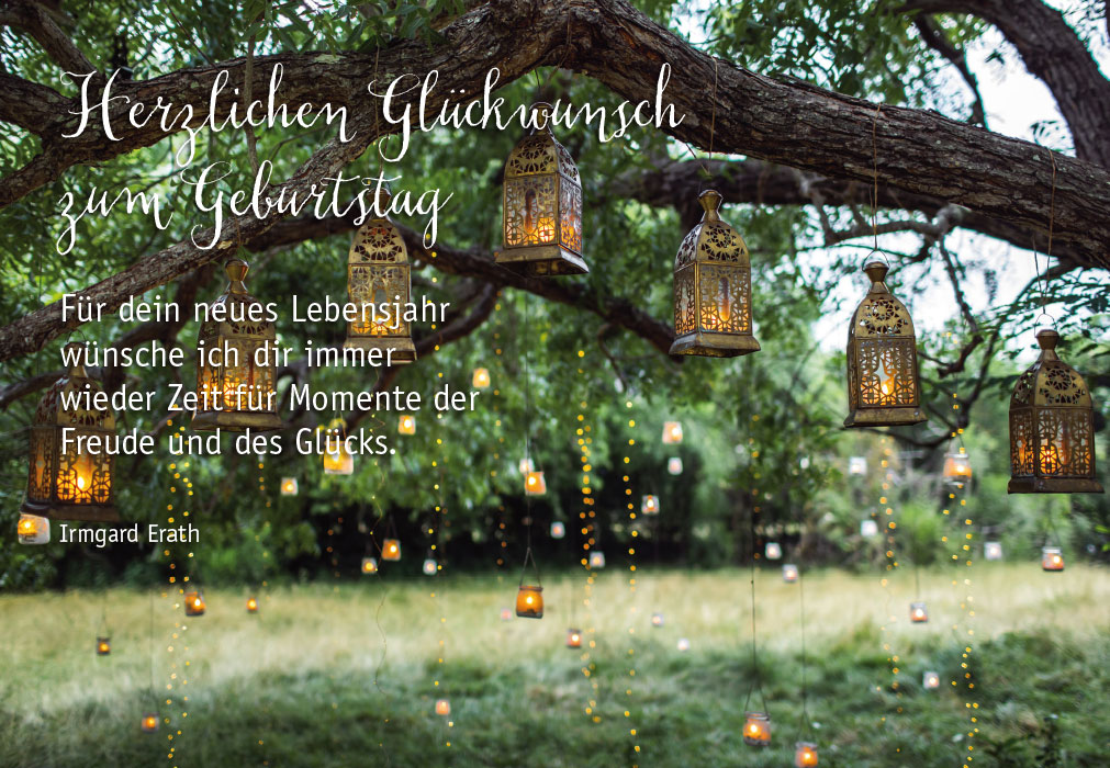 Geburtstag - viele Lampen an Baum