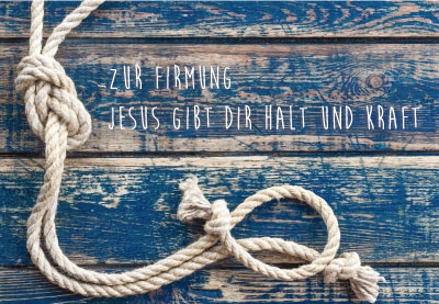 Firmung - Seil auf blauem Holz Firmung - Seil auf blauem Holz