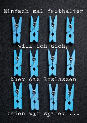 Spruchkarte - blaue W?scheklammern  Spruchkarte - blaue W?scheklammern