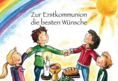 Kommunion - Doppelkarte Kinder, Regenbogen