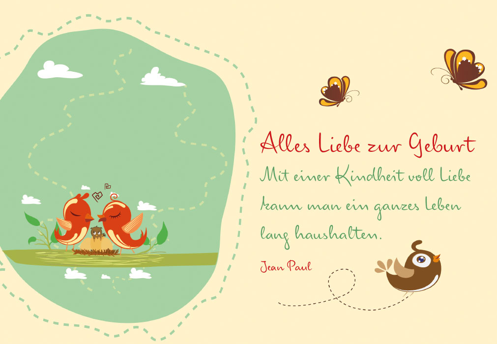 Geburt - liebevolle Vogelfamilie, gemalt Geburt - liebevolle Vogelfamilie, gemalt