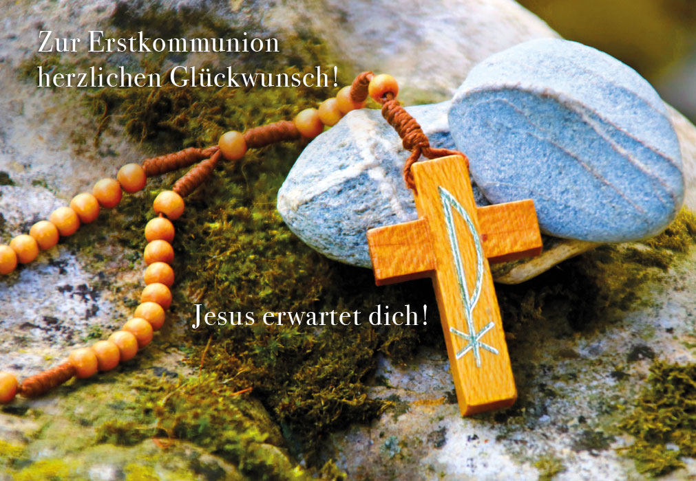 Kommunion - Rosenkranz, Kreuz, Holz, Steine Kommunion - Rosenkranz, Kreuz, Holz, Steine