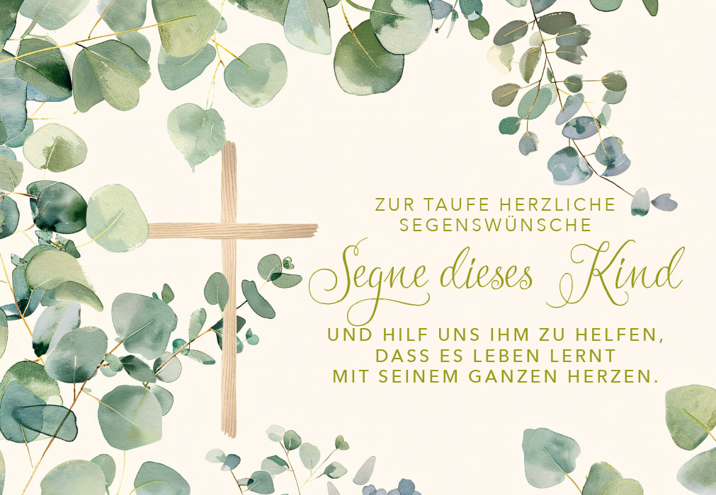 Taufe - Blätterreigen mit Kreuz Gold Taufe - Blätterreigen mit Kreuz Gold