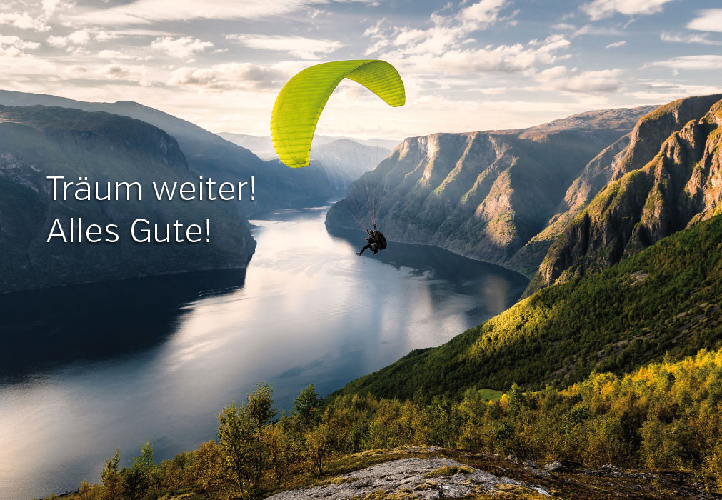 Gute Laune Gr??e f?r alle Lebenslagen - Paragleiter, Berge, Fluss Gute Laune Gr??e f?r alle Lebenslagen - Paragleiter, Berge, Fluss