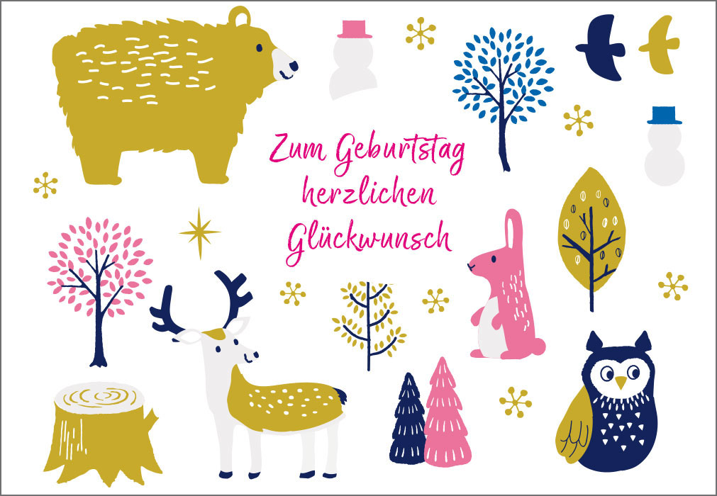 Kindergeburtstag - Tiere des Waldes, illustriert Kindergeburtstag - Tiere des Waldes, illustriert