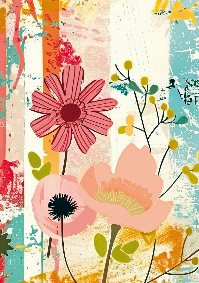 Kleine Kartengrüße -Blumen gemalt Kleine Kartengrüße -Blumen gemalt