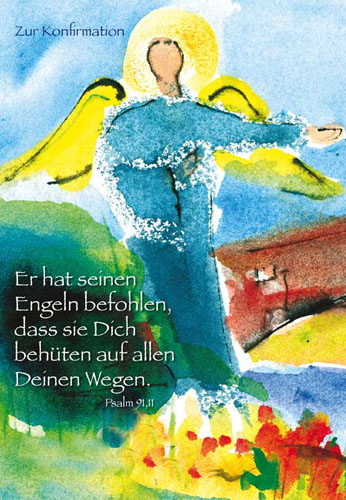 Konfirmation - Doppelkarte gemalter Engel Konfirmation - Doppelkarte gemalter Engel