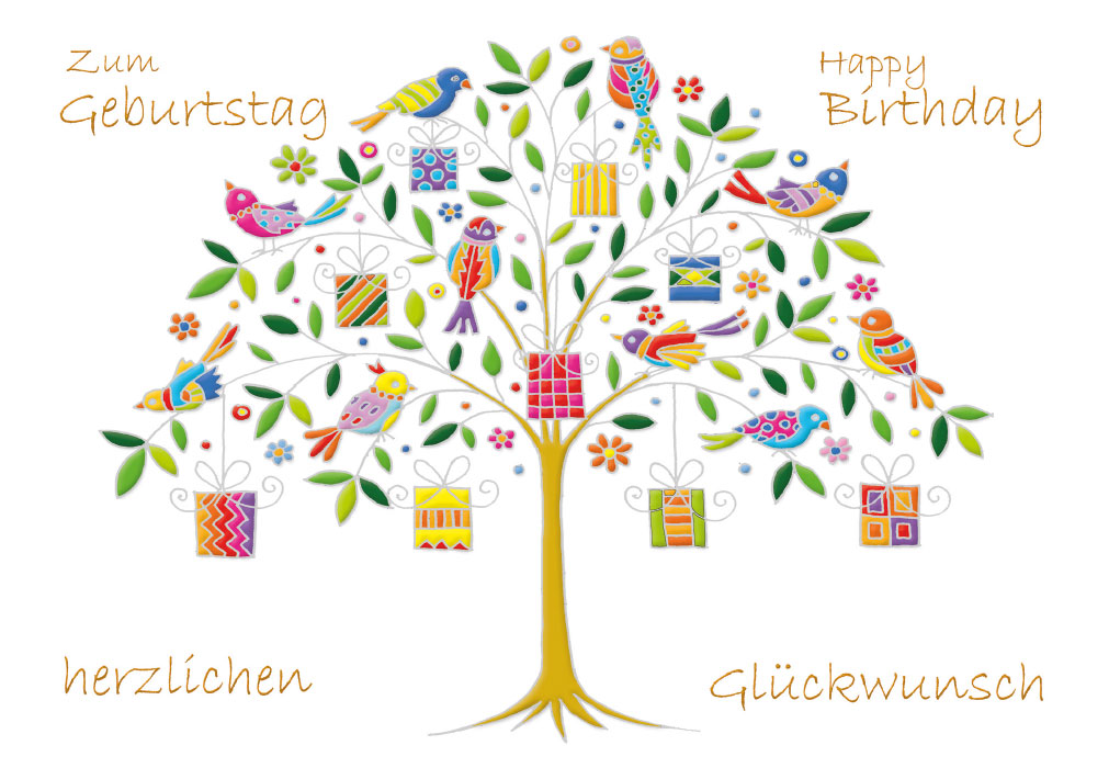 Geburtstag - Baum der Geschenke, illustriert Geburtstag - Baum der Geschenke, illustriert