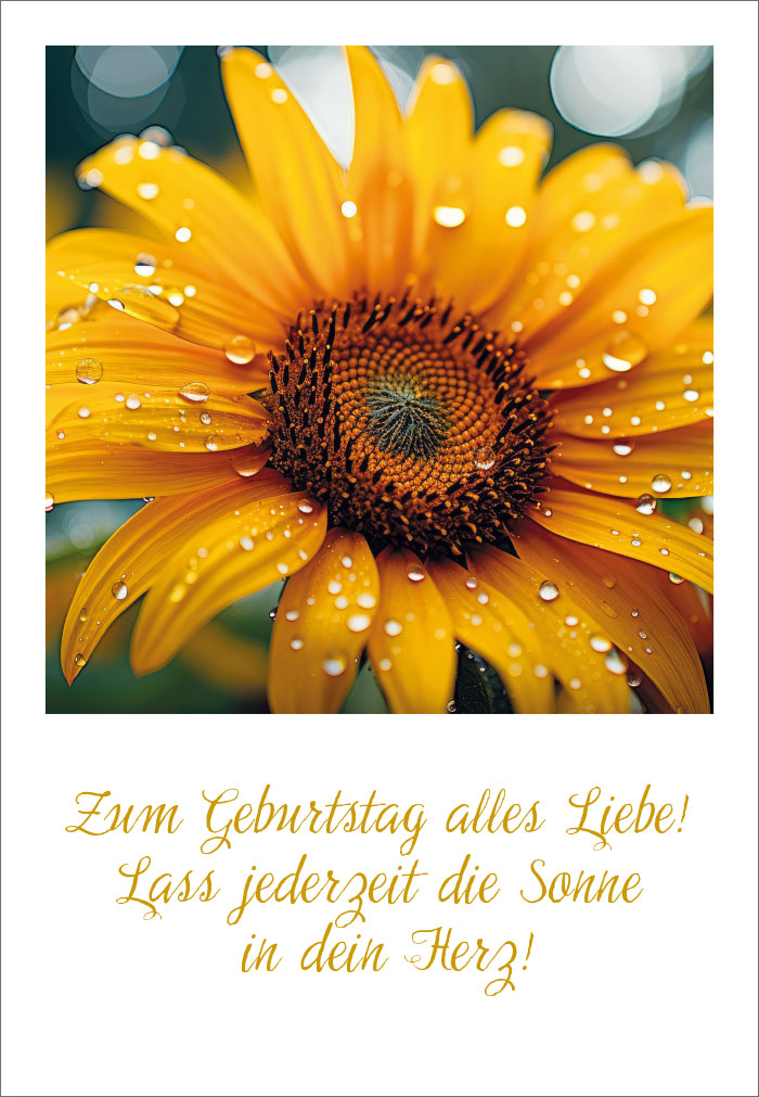Geburtstag - Sonnenblume mit Tau Geburtstag - Sonnenblume mit Tau