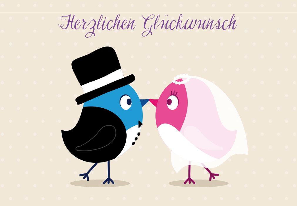 Hochzeit - küssende Vöglein, illustriert Hochzeit - küssende Vöglein, illustriert