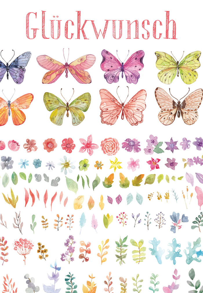 Blumen - Schmetterlinge, Illustration Blumen - Schmetterlinge, Illustration