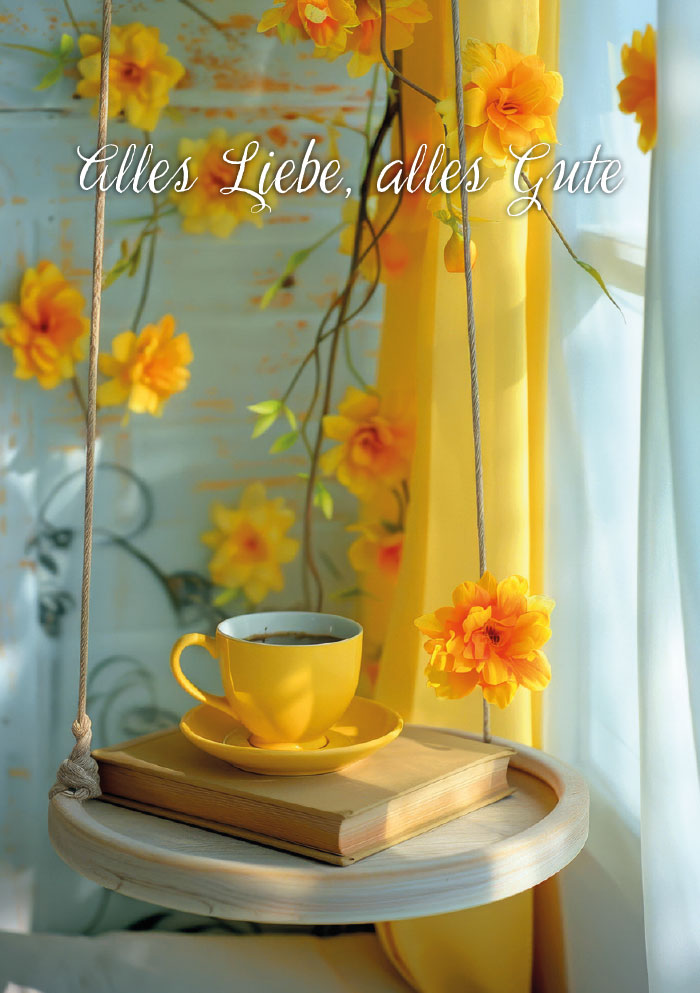 Kleine Kartengrüße - gelbe Blüten, Tasse, Buch Kleine Kartengrüße - gelbe Blüten, Tasse, Buch