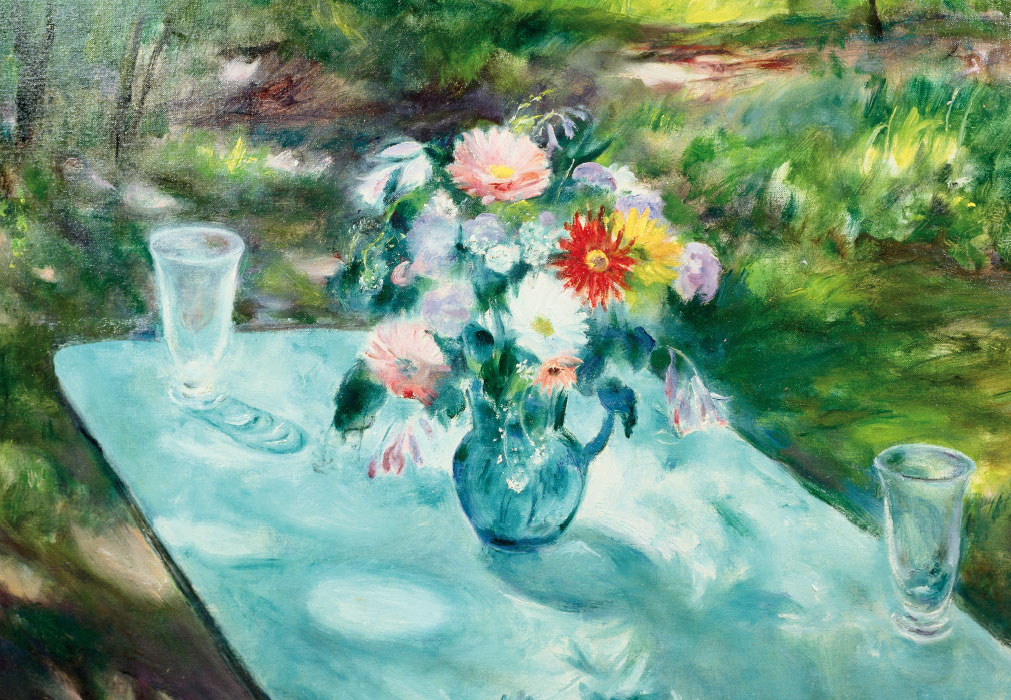 Blumen - gemalte Blumenvase auf Tisch