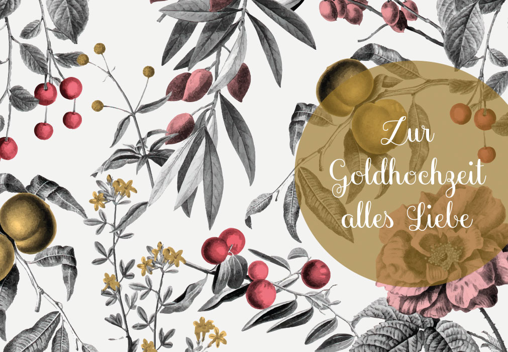 Goldhochzeit - Beeren und Äste, Illustration Goldhochzeit - Beeren und Äste, Illustration