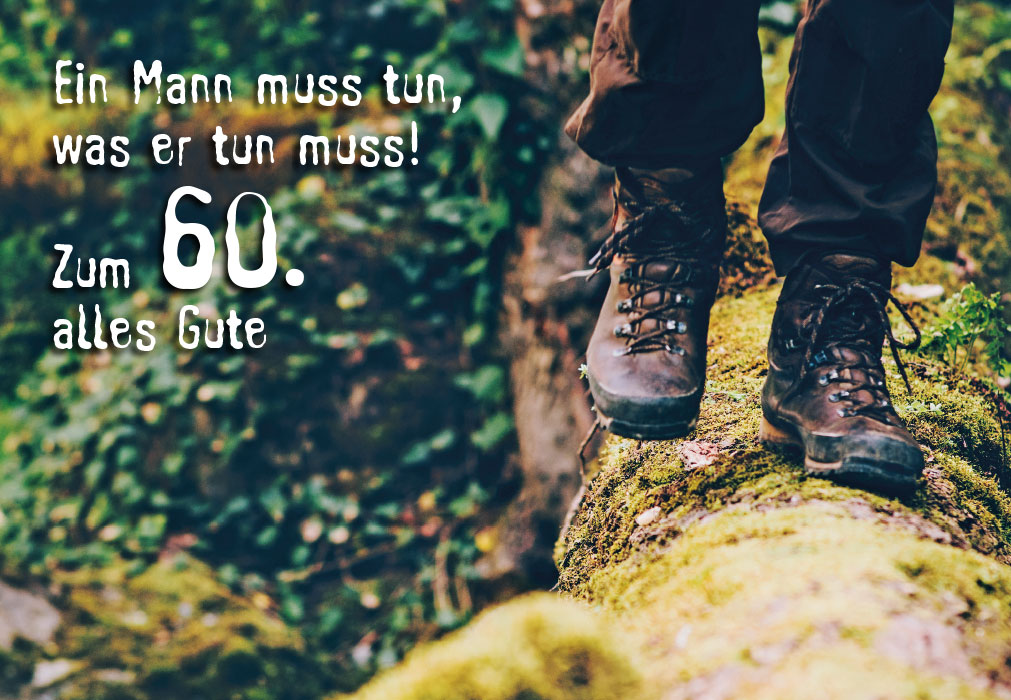 Zahlengeburtstag - Wanderschuhe auf moosigem Stein Zahlengeburtstag - Wanderschuhe auf moosigem Stein