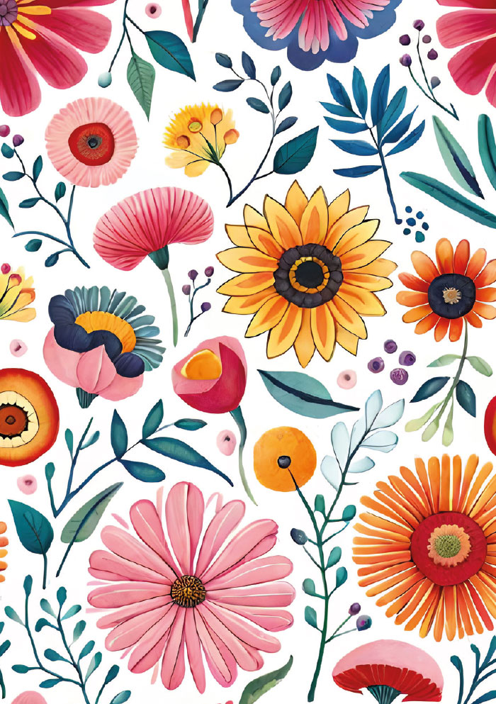 Kleine Kartengrüße -illustrierte Blumen Kleine Kartengrüße -illustrierte Blumen