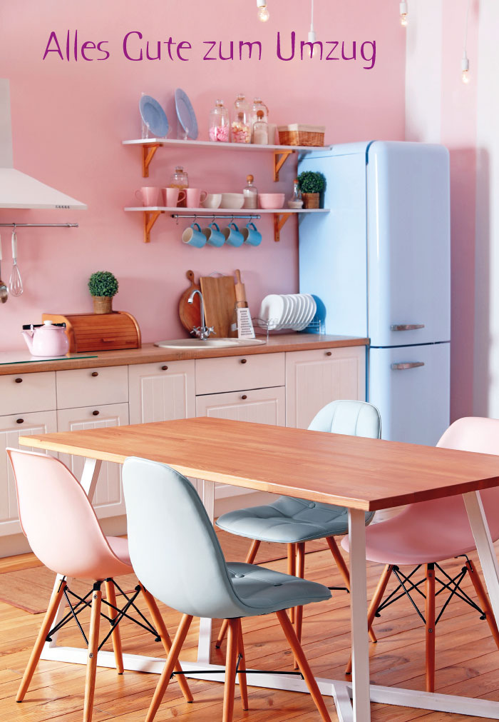 Umzug - neue Küche in rosa und blau Umzug - neue Küche in rosa und blau