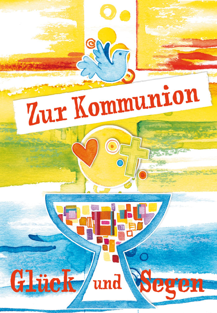 Kommunion - Kelch, Hostie, Vogel, illustriert Kommunion - Kelch, Hostie, Vogel, illustriert