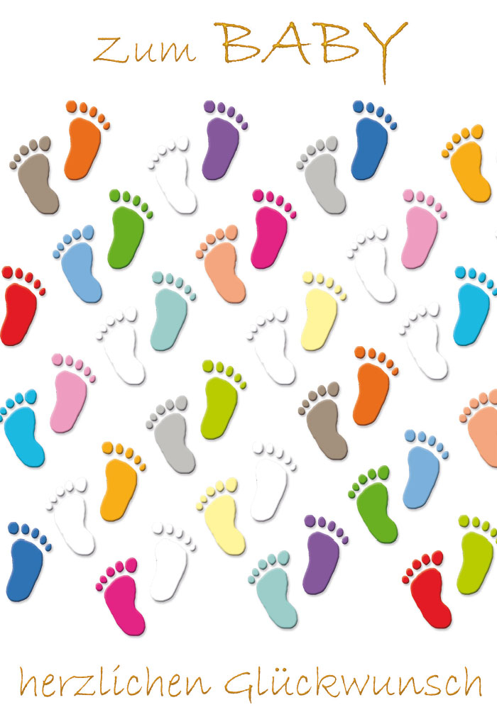 Geburt - bunte Babyfußabdrücke, Illustration Geburt - bunte Babyfußabdrücke, Illustration