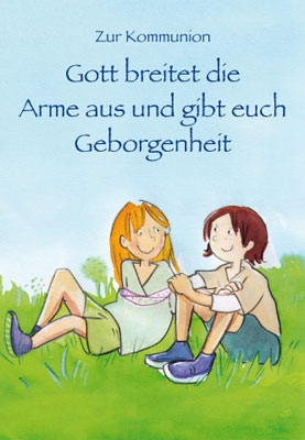 Kommunion - Doppelkarte Kinder auf Wiese