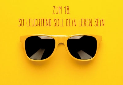 Zahlengeburtstag - Sonnenbrille auf gelbem Grund