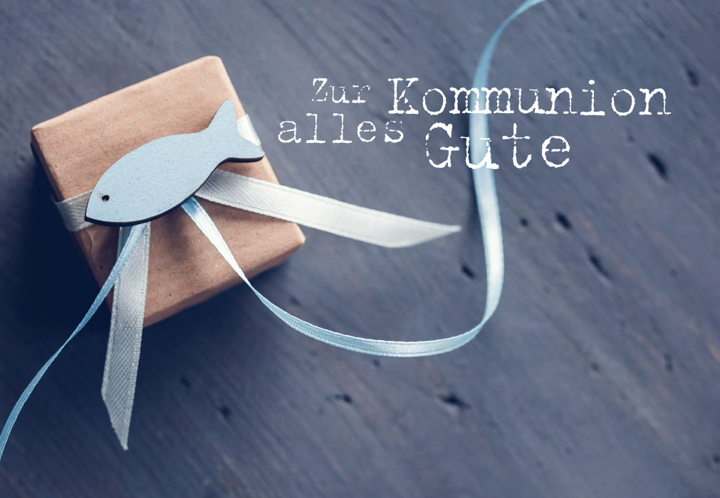 Kommunion - Geschenk, Schleife, Fisch Kommunion - Geschenk, Schleife, Fisch