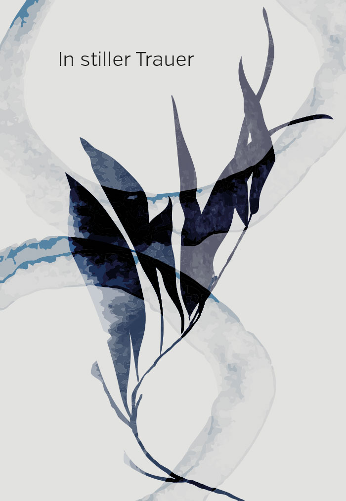 Trauer - schwarz-blaue Blätter, Illustration Trauer - schwarz-blaue Blätter, Illustration