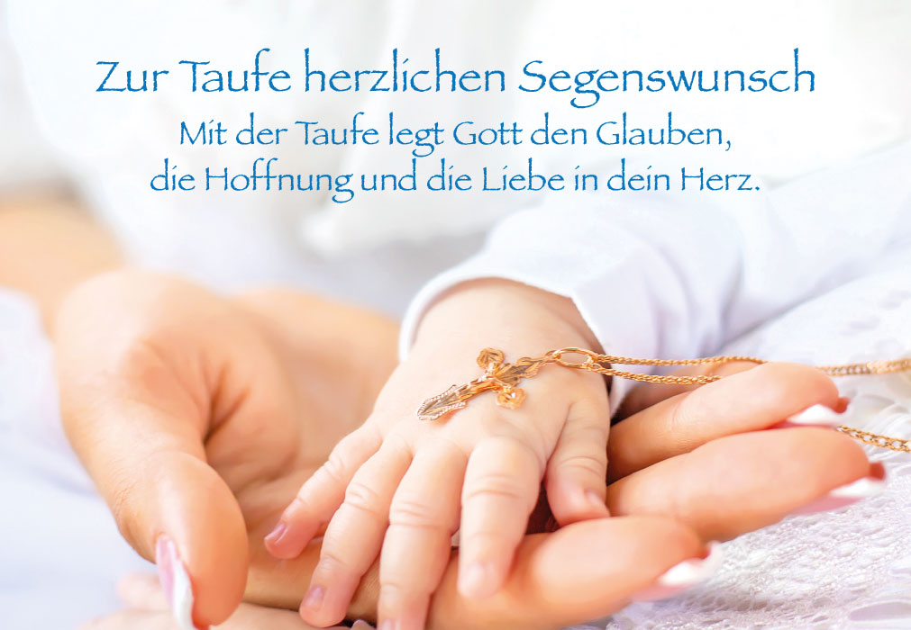 Taufe - Babyhand auf Hand mit Kreuz Taufe - Babyhand auf Hand mit Kreuz